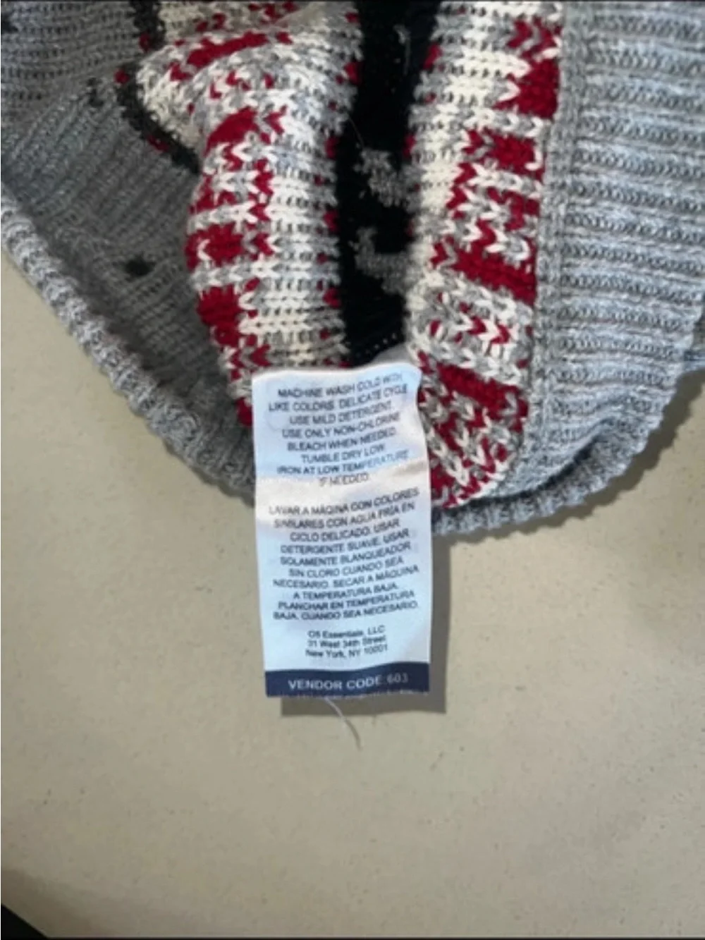 Ralph Lauren Chaps Grey Holiday Reindeer Dog Sweater Size Medium